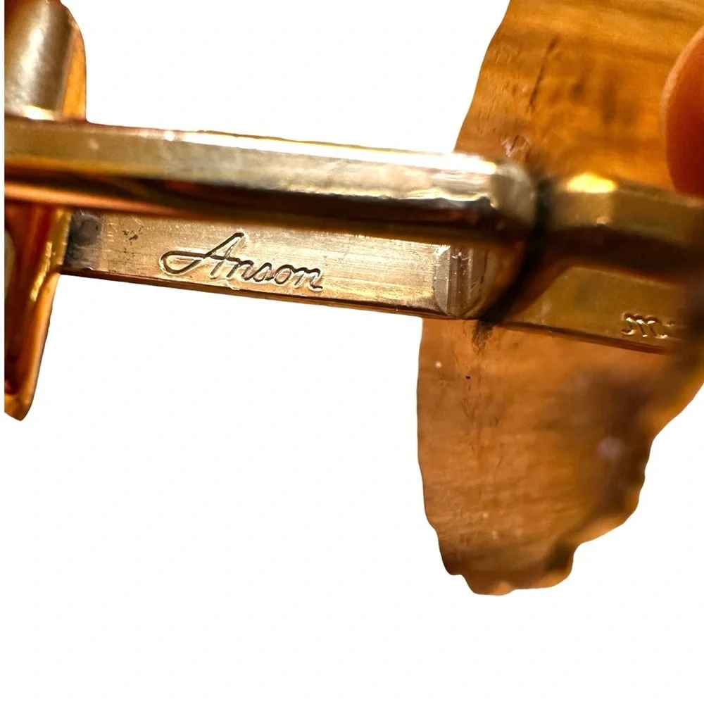 Vintage Gold Tone Twisted Rope Circles Anson Cufflinks Hand Engrave
